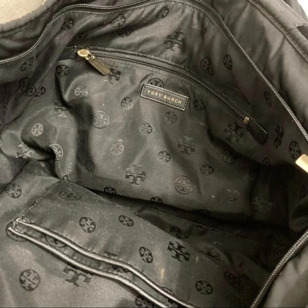 Tory Burch quilted black nylon tote bag